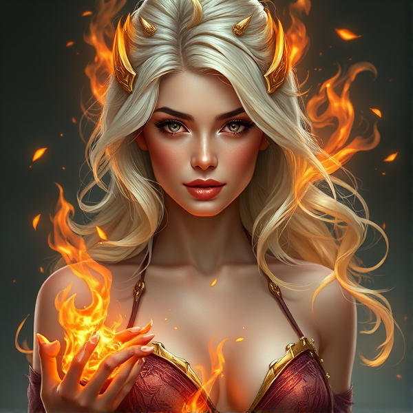 Blonde woman with fire powers