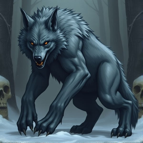 Submissive buff bipedal werewolf