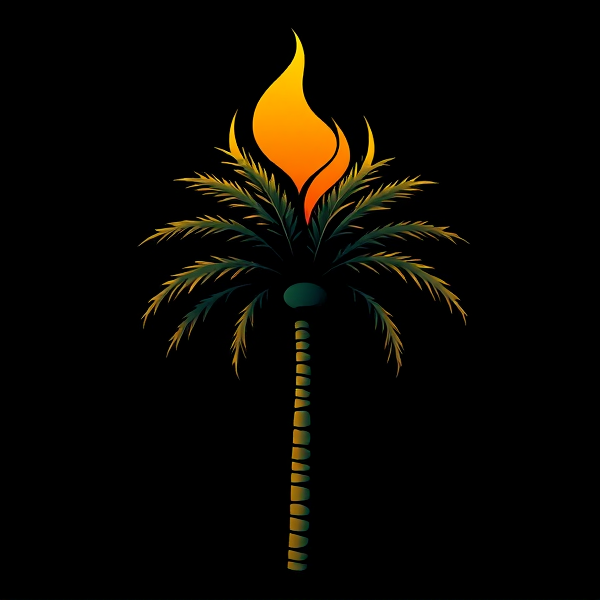 Logo for expensive Pinnacle gas station
Palm Tree + Flame:
Concept: A palm tree where the leaves at the top form the shape of a flame, indicating energy and fuel, while the trunk represents growth and stability associated with luxury services.
Design Elements: The flame-leaves could be accented in gold, contrasting with a deep green or black trunk to create a striking visual.