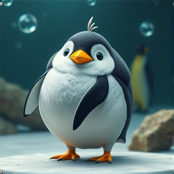 puffer fish with a penguin body