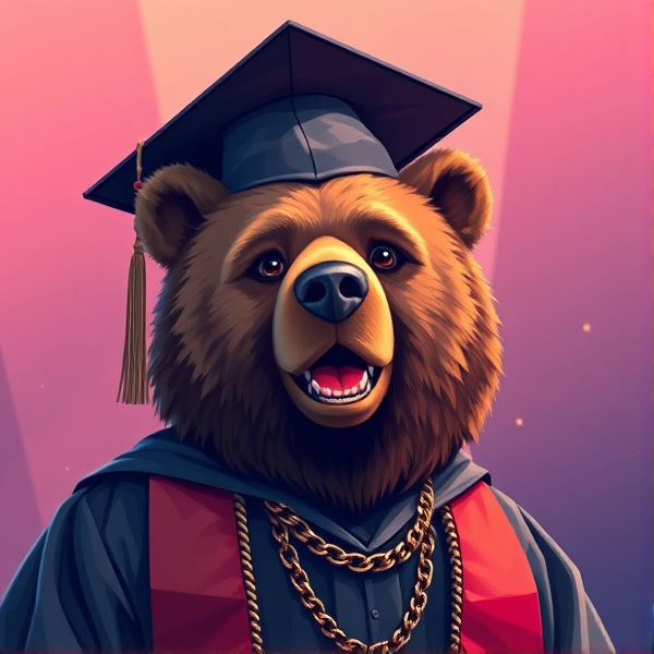 Create a image of Kanye graduation bear based of the graduation album cover and the good morning music video
