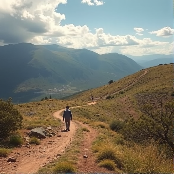 Humans walking along the earth
