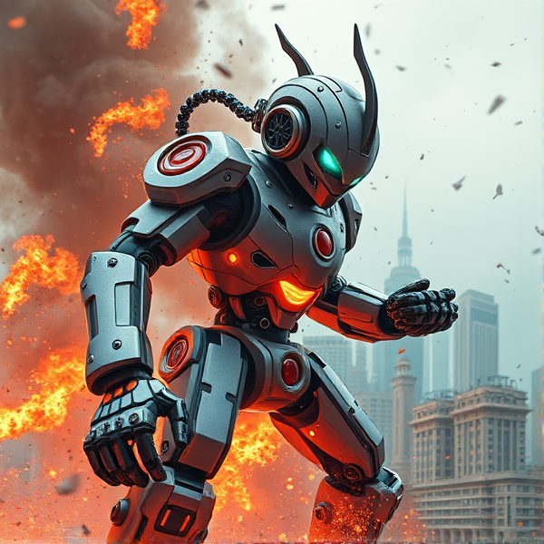 Ring Kai a robot destroying a city and a blink of eye