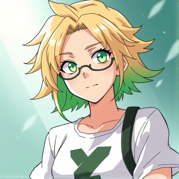 My hero academia oc blonde and green hair