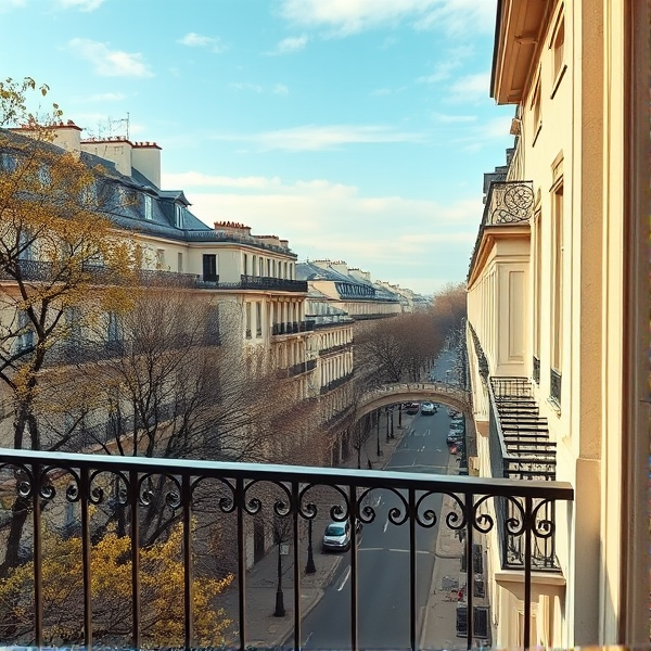 photo prise depuis un balcon a paris vu sur l’avenue realiste