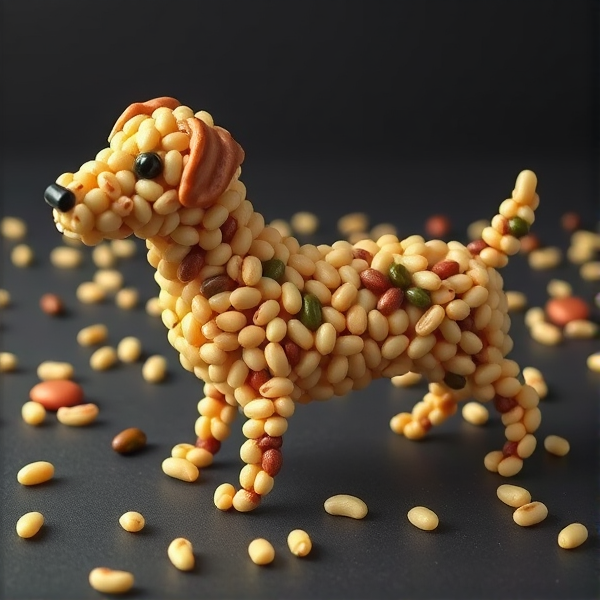 A dog made of beans