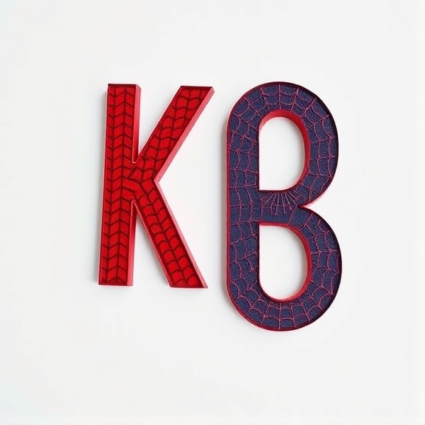Letters  k o b e with spiderman white background