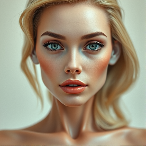 Human fembot  blonde chest face computer