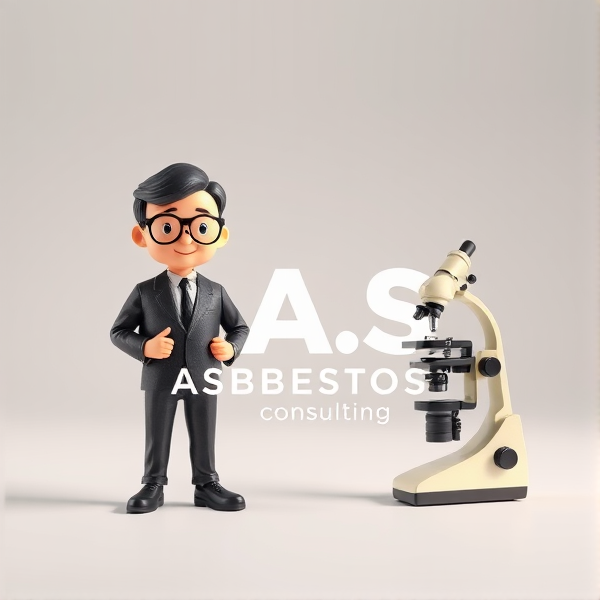 Create a sophisticated and professional logo for S.A.S Asbestos Consulting that integrates elements symbolic of the industry such as an asbestos assessor in business attire, air monitoring pumps, and a microscope to represent precision and expertise in asbestos inspection