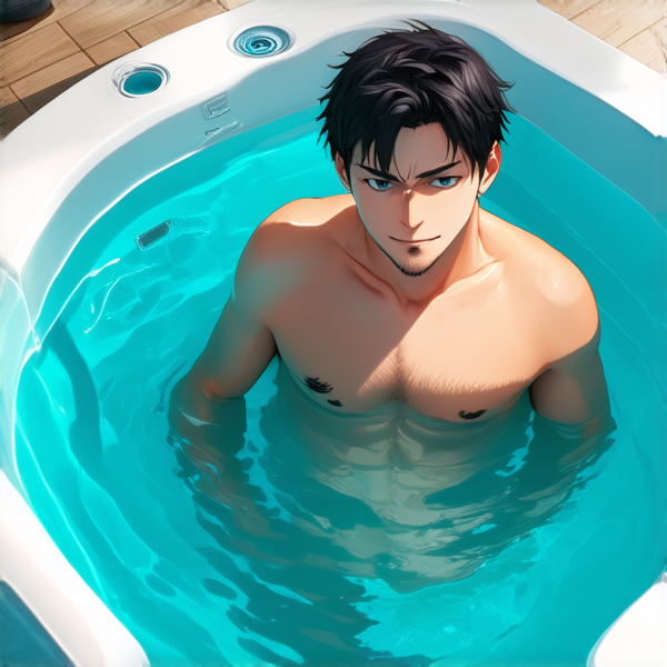 Homme nu dans une baignoire