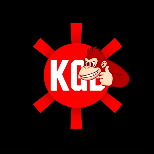 Red KGB symbol with Donkey Kong on the side with his thumb up