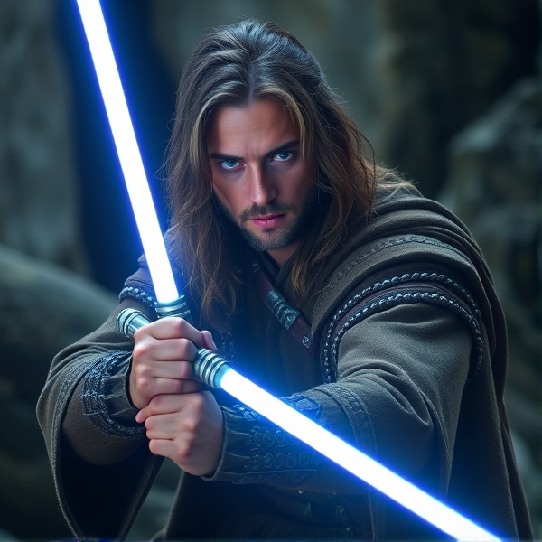 Aragorn holding a lightsaber