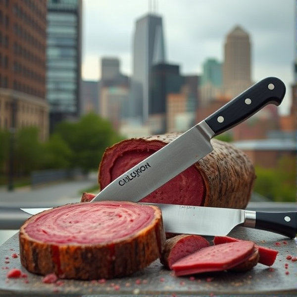 Bologna thick cut with machete Minneapolis in background