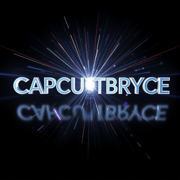 Create a visually arresting 3D logo for "CAPCUTBRYCE" that exudes ultra-modern, sleek design elements with bold sans-serif typography which dynamically bursts forth from a pitch-black background. Infuse the artwork with electrifying light beams inspired by the Capcut app icon's luminosity, casting profound shadows and creating striking highlights across the logo's contours. Incorporate a fusion of cutting-edge curves, crisp edges, and fluid lines to convey both rapidity and elegance. The logo should be enveloped in a metallic skin exhibiting a lustrous, mirror-like finish to dramatically bounce off light, imbuing it with an essence of vigorous motion. Draw upon Pixar's hallmark of incisive imagery and pronounced geometric shapes, injecting the tableau with a lively color spectrum and polished surfaces for additional depth. Utilize rendering techniques paralleling Unreal Engine's hyper-realism and Octane Renderer's ray tracing capabilities to achieve mesmerizing reflections, alongside V-Ray's sophisticated lighting effects to accentuate the mood. Strive for an overwhelmingly surreal visual spectacle that flirts with sci-fi elements, deliberately exaggerating every aspect for maximal impact. This creation ought to be perceived as audaciously lavish, overtly eschewing any inclination towards subtlety or minimalism.