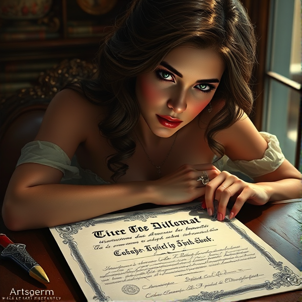 Diplôme écrit en français posé sur une table