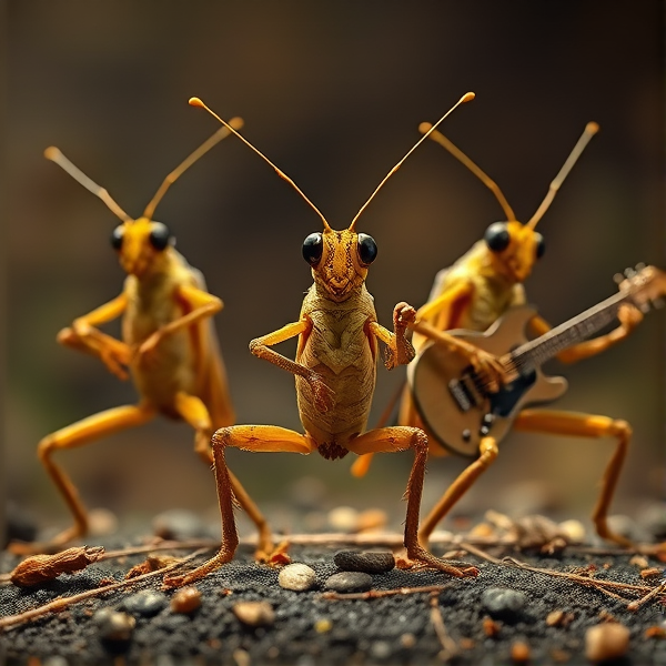 A rock band composed of crickets