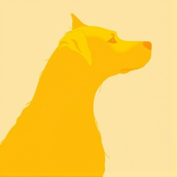 A simple silhouette of a yellow dog
