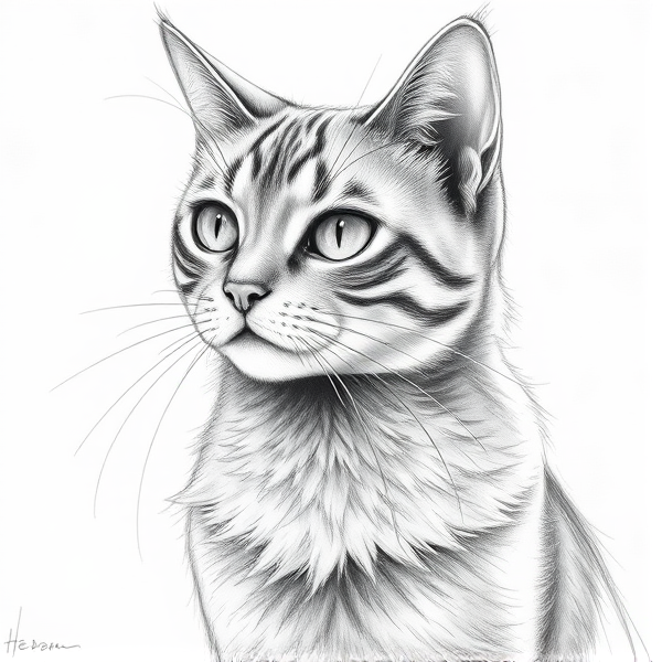 Line art for anime style cat