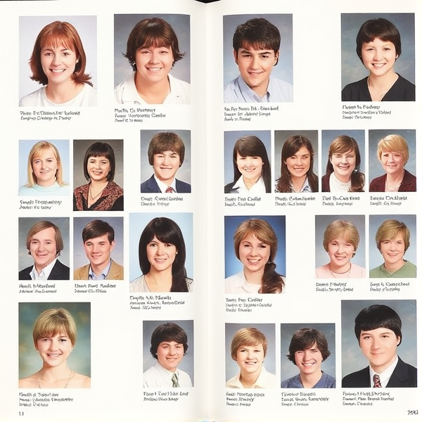 2002 yearbook page with portraits and labels