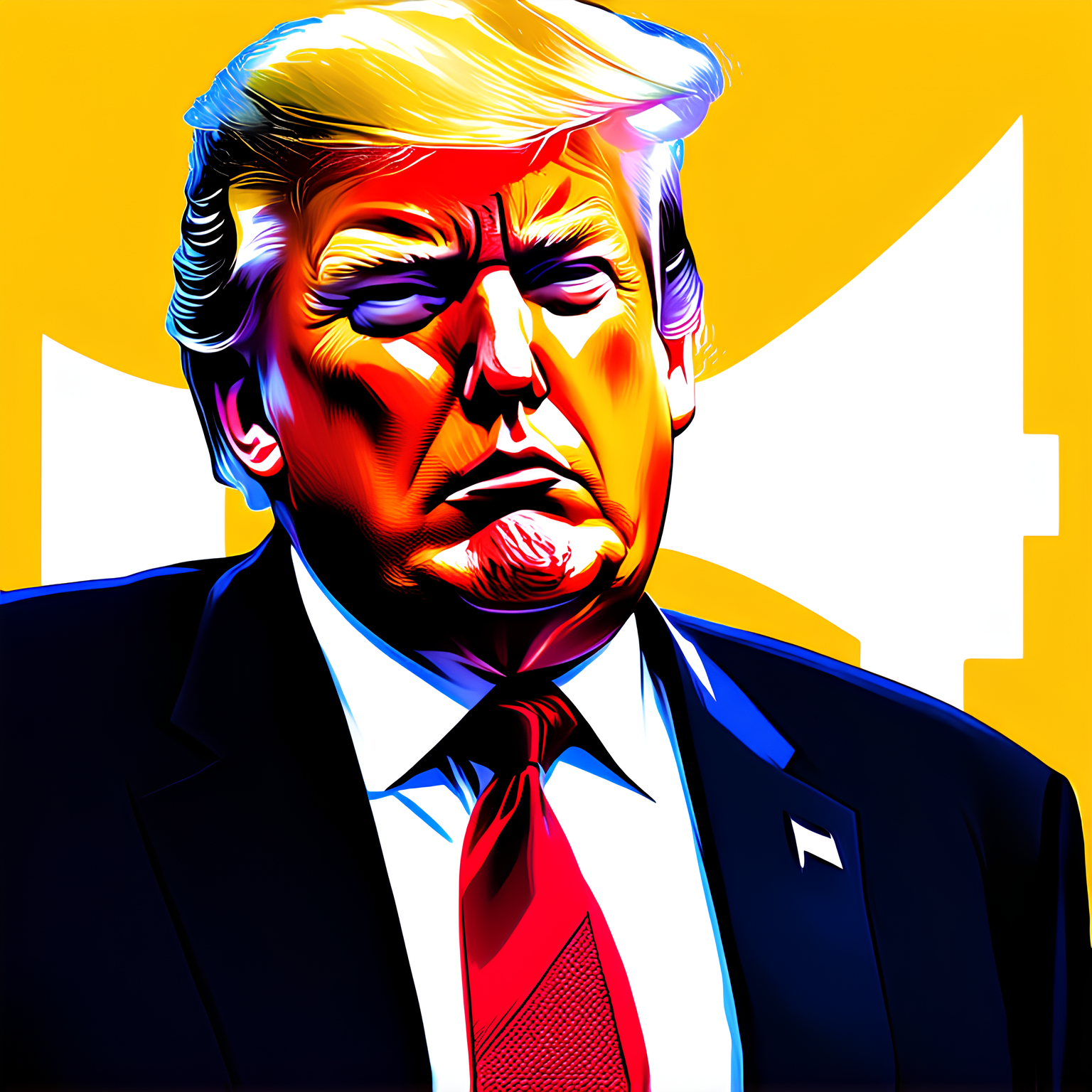 Donald Trump in a dramatic narrow escape, ducking swiftly as an unseen projectile whizzes by close to his head, expression of shock and agility on his face