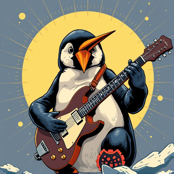Pingouin guitariste