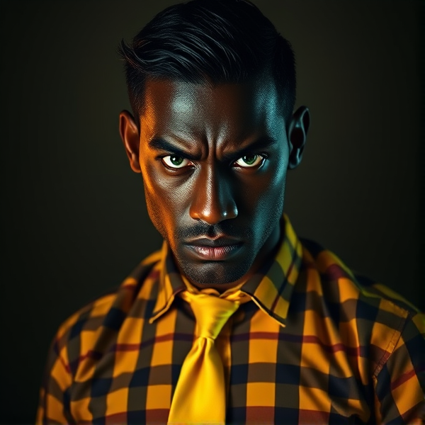 Homme noir macho tête biennlevée 



très fâché avec  yeux très méchant dominateur manipulateur avec yeux   hyper hypnotisant avec longue cravate et chemises à carreaux phosphorescents