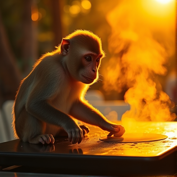 Monkey hitting the griddle