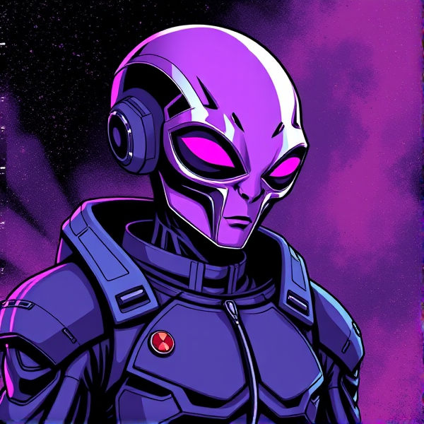 Purple alien in high tech suit