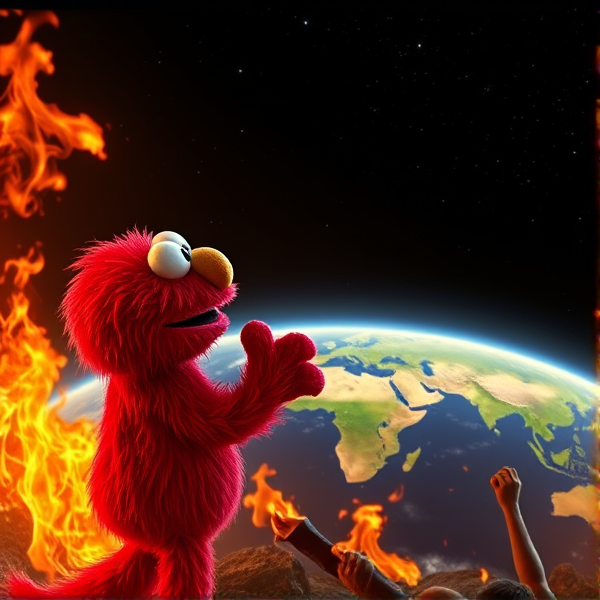 elmo setting the world on fire