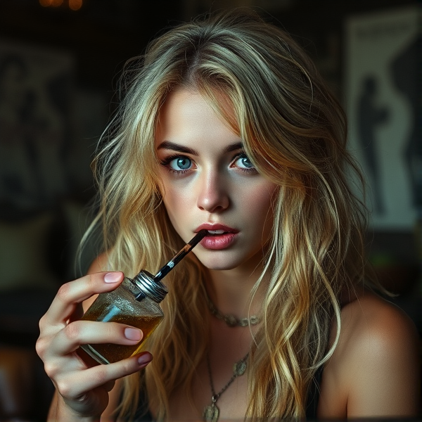 Blonde haired drug addict druidess