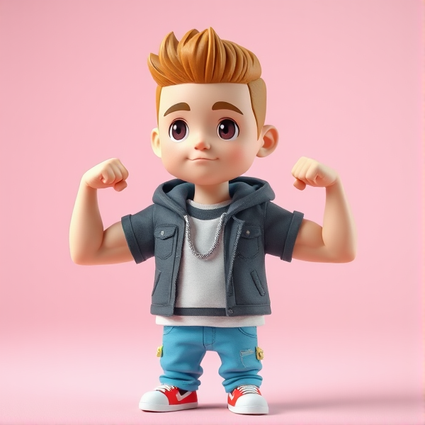 Justin Bieber flexing biceps