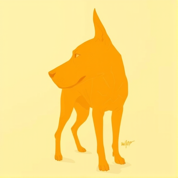 A simplistic silhouette of a yellow dog