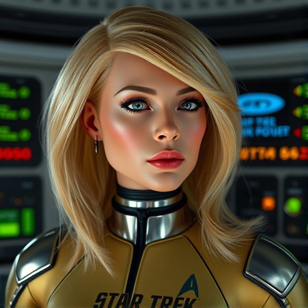 Star Trek fembot Andrea computer android blonde hair