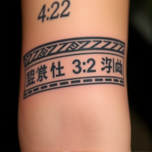 Aztec lines 3:2 tattoo on arm