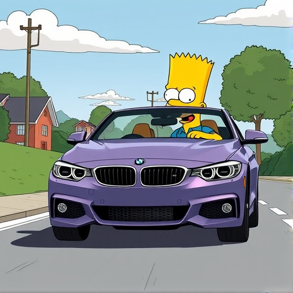 Bart Simpson dans une BMW