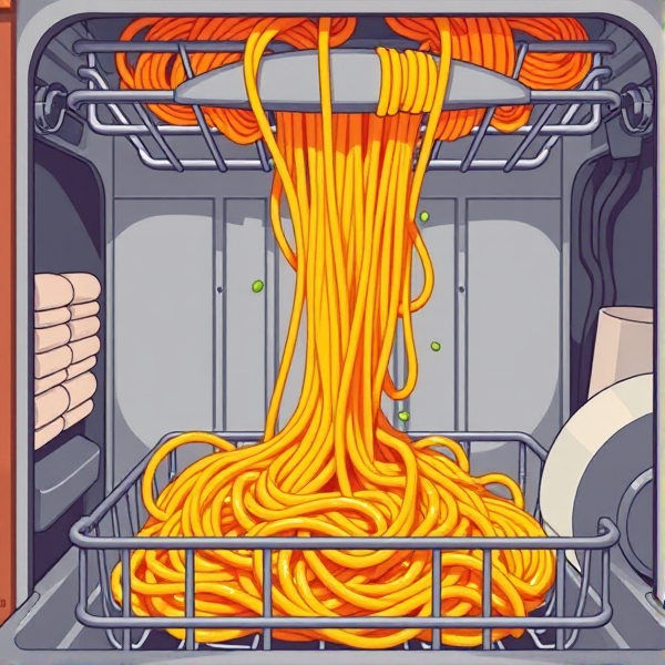 Spaghetti in the dishwasher