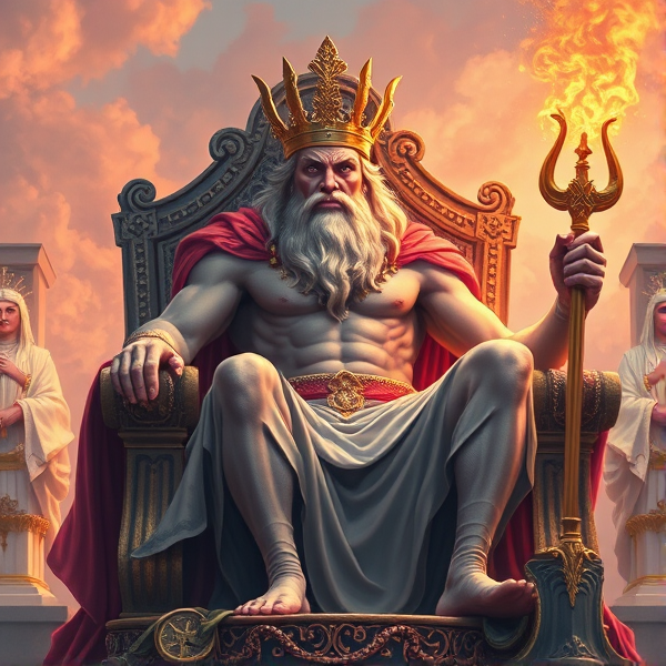 Angry Zeus on a throne