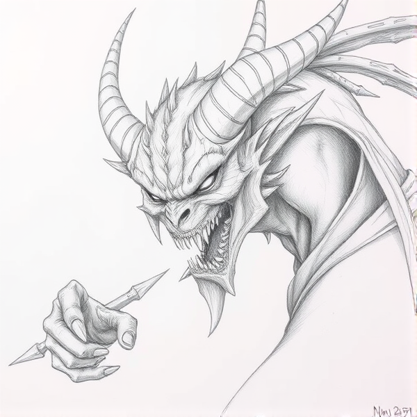 Advanced Pencil drawing of demon