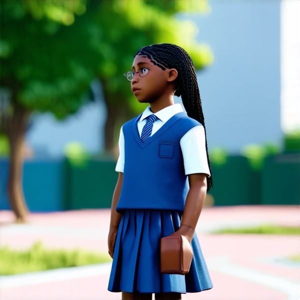 deux jeune fille de huit ans avec des tresses africaines noires, les yeux embués de larmes,  vêtue d'une uniforme scolaire qui se disputent dans une cour d'école