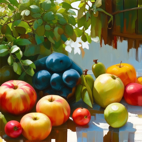 Jardin luxuriant avec diverses arbustes verdoyants, fruits et légumes et une élégante clôture en bois