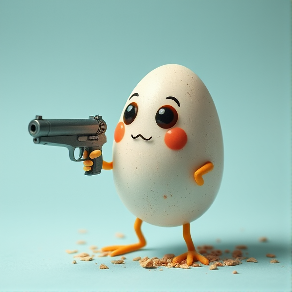 Cute egg armed with a staccato pistol