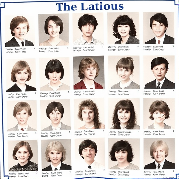 1984 yearbook page with portraits and labels