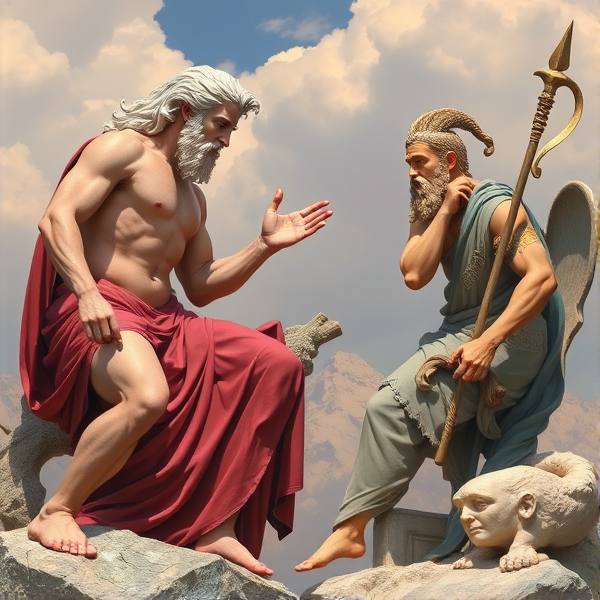 Zeus arguing with a god