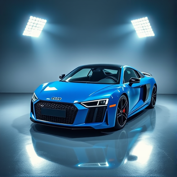 Audi R8, blue color, custom paint