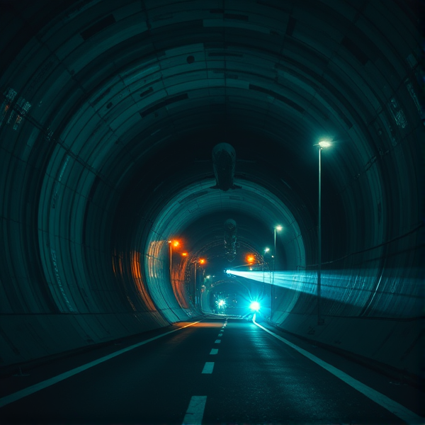 Creepy image Tunnel through space with spaceship