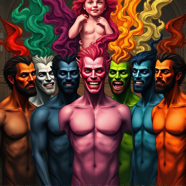 7 brothers who are all embodiments of the 7 deadly sins. Each brother is a different color depending on their sin.