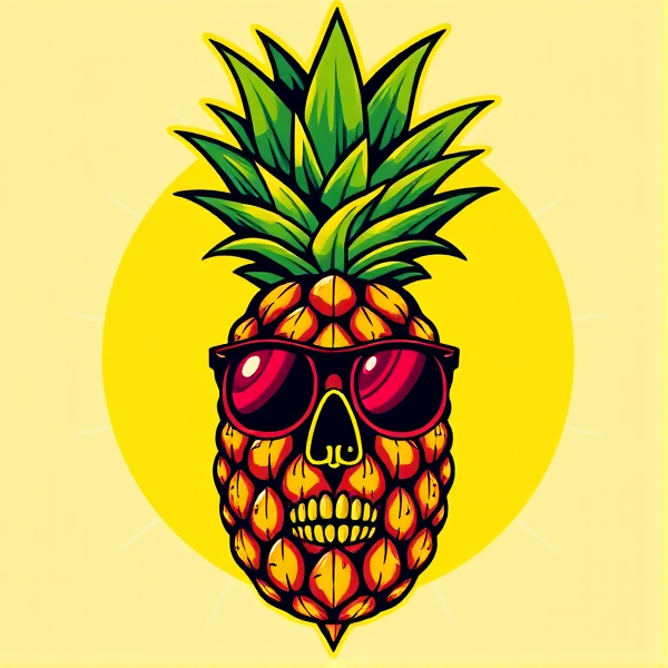 Logo magnifique d'un ananas , exotique , de party incluant J2