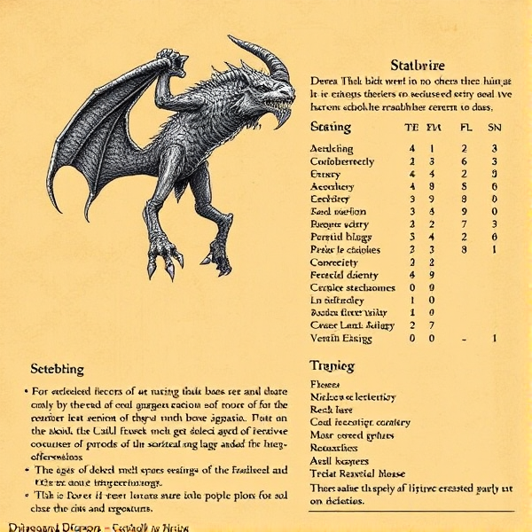 Detailed statblock for a fantasy creature in Dungeons & Dragons