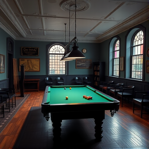 Pool room but it’s in an old school building and the name of it is called old school billiards