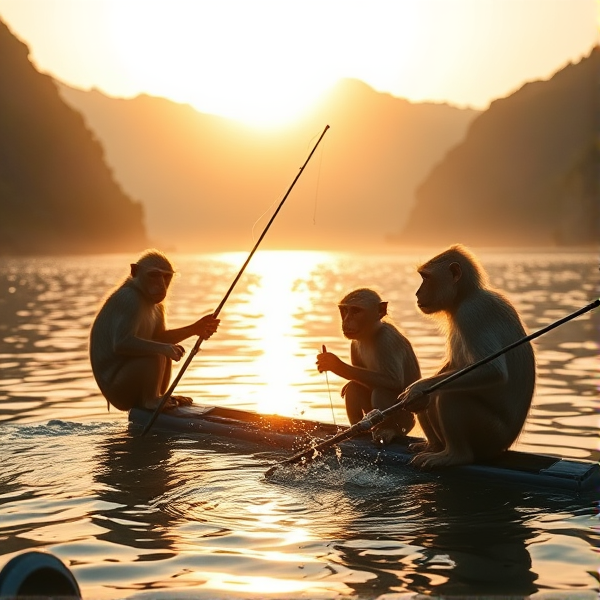 Monkey gang fishing